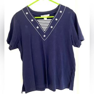 Cathy Daniels Stars and Stripes Navy Blue Women’s Top  Size 16 Large